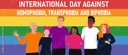 International Day Against Homophobia and Transphobia. Equal rights. Vector illustration with people