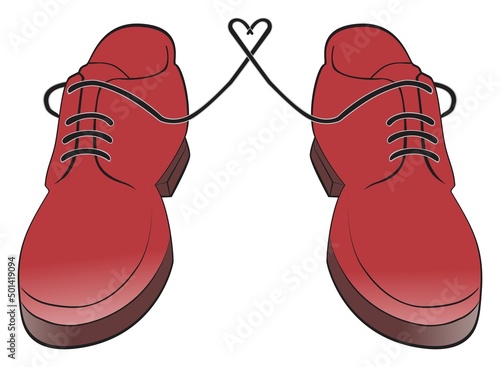 Isolated brown pair of men shoes with heart formed by shoelace gift for father person you love modern stylish footwear for gentleman businessman or employee made of leather vector illustration