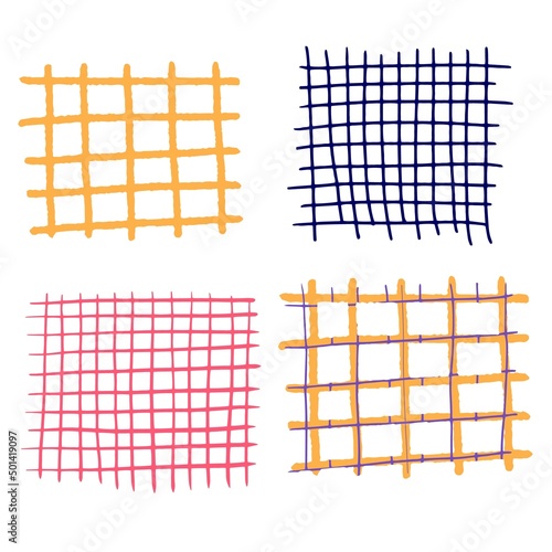 Pattern with grunge black grid, monochrome lines. Vertical and horizontal hand drawn stripes. Hand drawn geometrical background. modern trendy vector collection