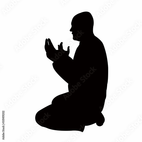 a man praying body silhouette vector