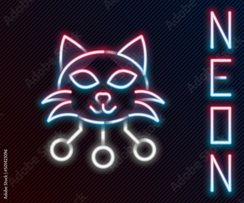 Glowing neon line NFT Digital crypto art icon isolated on black background. Non fungible token. Colorful outline concept. Vector