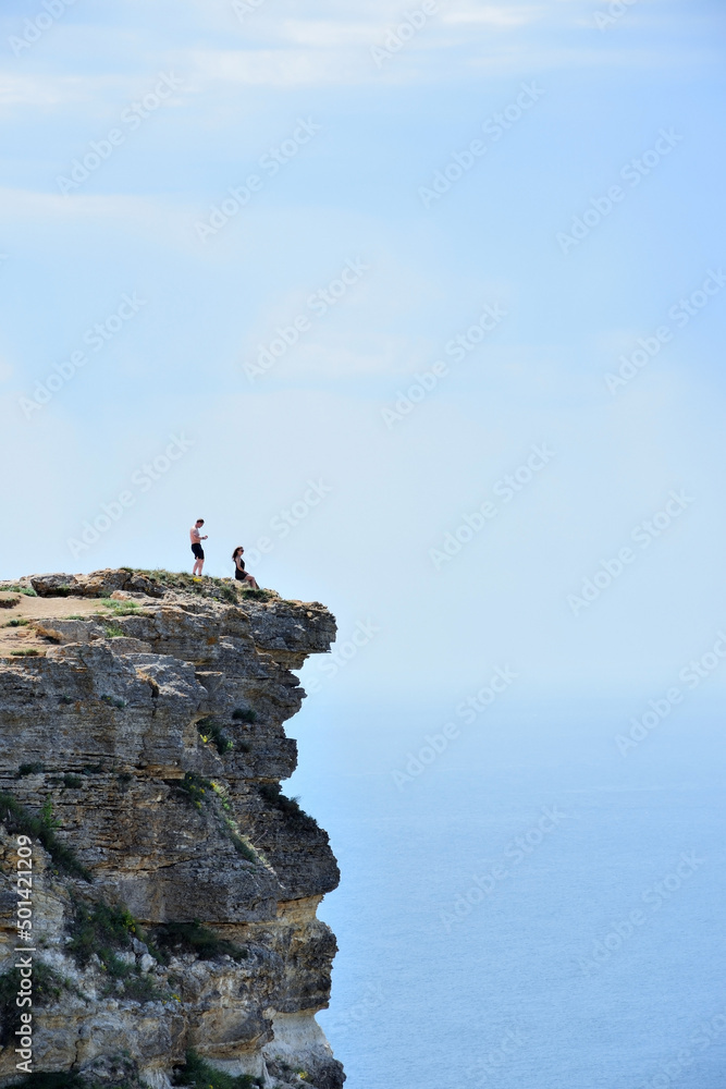 Peoples on the edge of the Cape Fiolent, Sevastopol, Crimea
