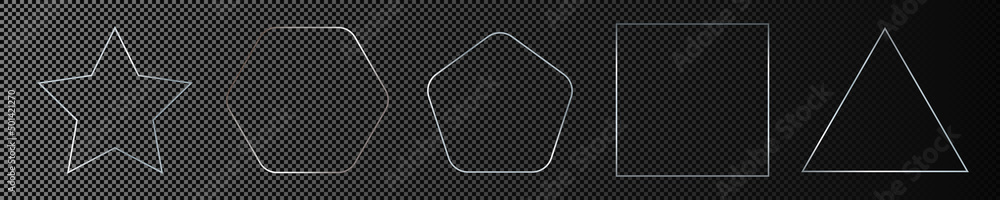 Silver glowing different geometric shape frame Silver glowing different geometric shape frame