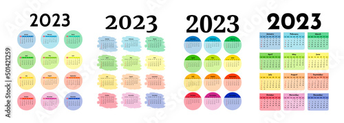 Calendar for 2023 isolated on a white background