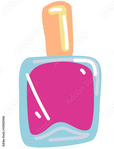 Vector illustration Pink nail polish in a glass jar