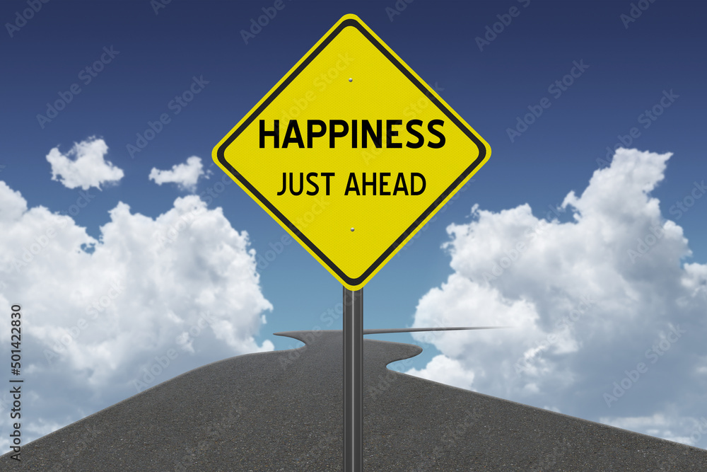 Happiness sign for wellness concept.