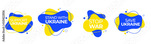 Support Ukraine liquid blobs Stand with and Save Fluid Vector