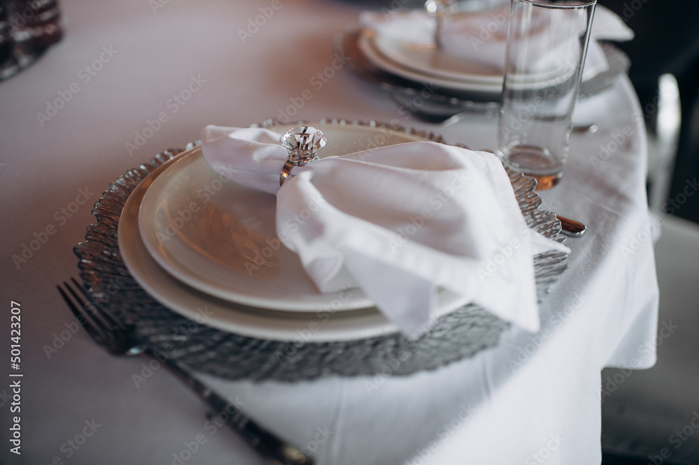 festive table setting at a banquet close-up festive table setting at a banquet close-up