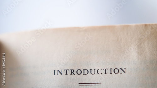 Close up view of "introduction" in a book