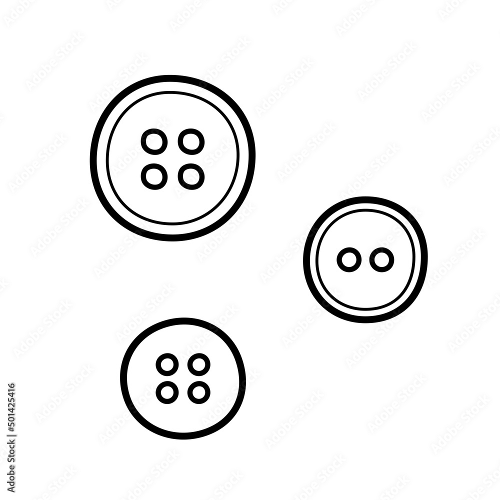 Clothes buttons. Hand drawn sketch icons of sewing elements. Isolated vector illustration in doodle line style. Clothes buttons. Hand drawn sketch icons of sewing elements. Isolated vector illustration in doodle line style.