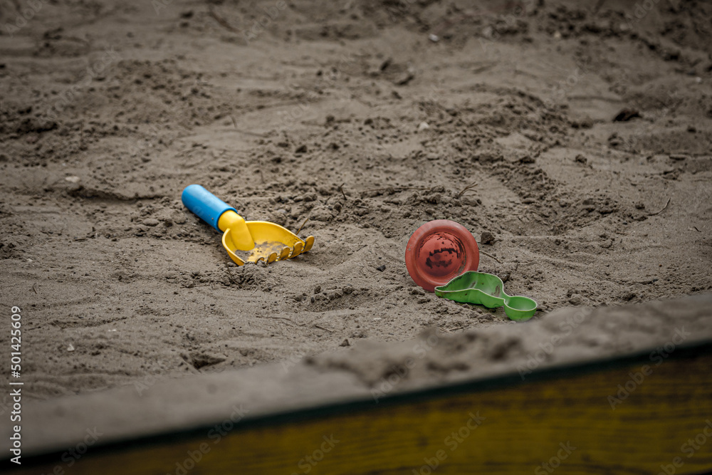 Mutilated childhood. Abandoned children's toys. Empty sandbox. Killed children. The war in Ukraine. Russia is killing children in Ukraine. Mutilated childhood. Abandoned children's toys. Empty sandbox. Killed children. The war in Ukraine. Russia is killing children in Ukraine.