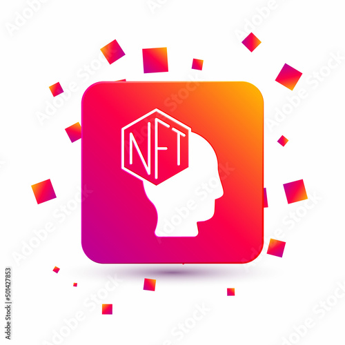 White NFT Digital crypto art icon isolated on white background. Non fungible token. Square color button. Vector