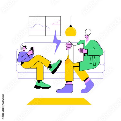Generation gap abstract concept vector illustration. Difference in beliefs, politics and values, young people, parents and grandparents, generation conflict, society development abstract metaphor.