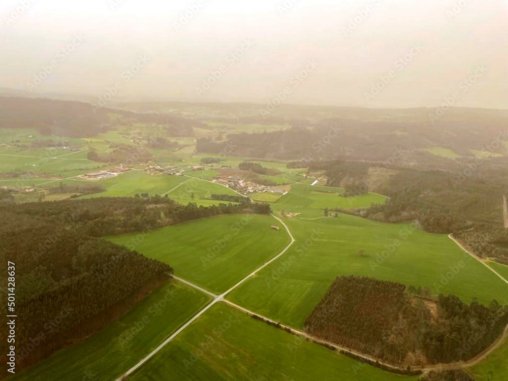 Vista aérea de Lavacolla en Santiago de Compostela, Galicia