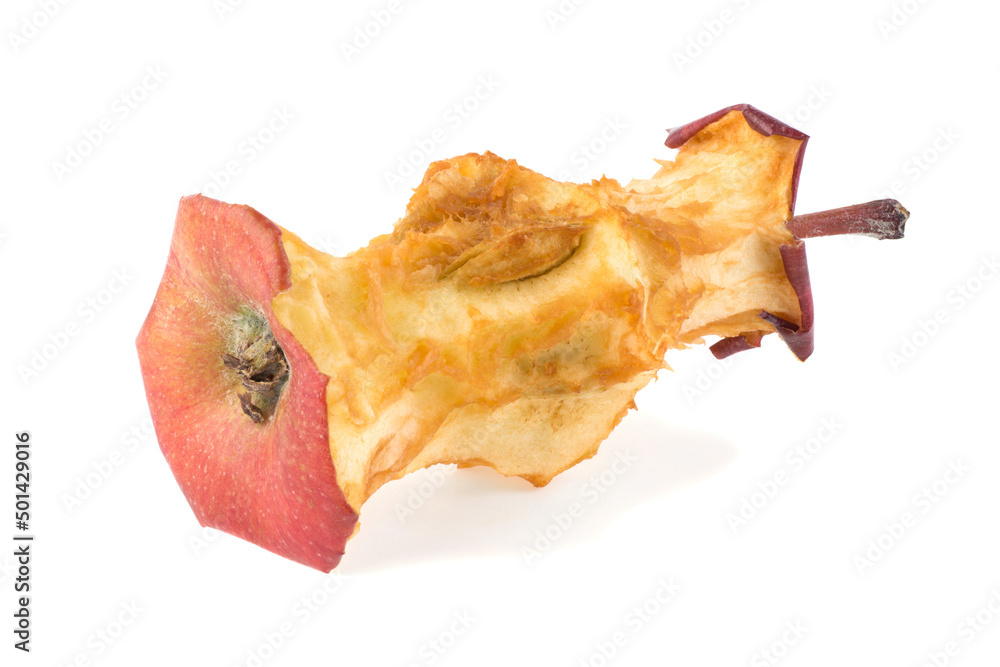 Naklejka premium bitten wilted apple isolated on white background