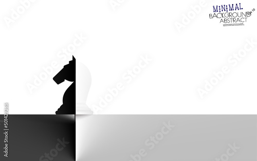 Chess knight minimal contrast white or black background. Corporate symbol concept in semitone gradient silhouettes. Delicate nuance of muted shade, geometric art piece. Illustration.