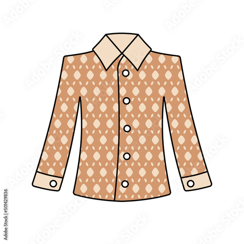 Long sleeve dress shirt with brown luxury brand style pattern isolated cartoon vector
