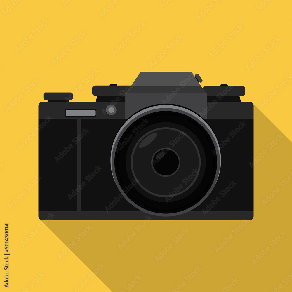 Camera Flat style. Camera isolated with flat style and long shadow. Vector illustration