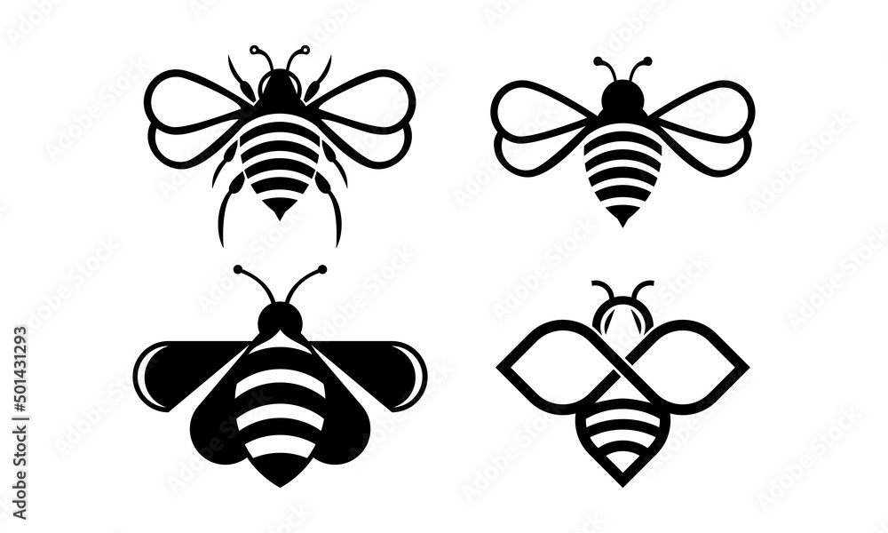 set bee vector package logo set bee vector package logo
