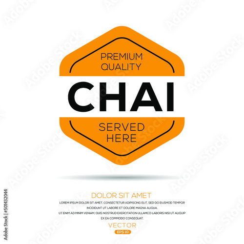 Creative (Chai) logo, Chai sticker, vector illustration.