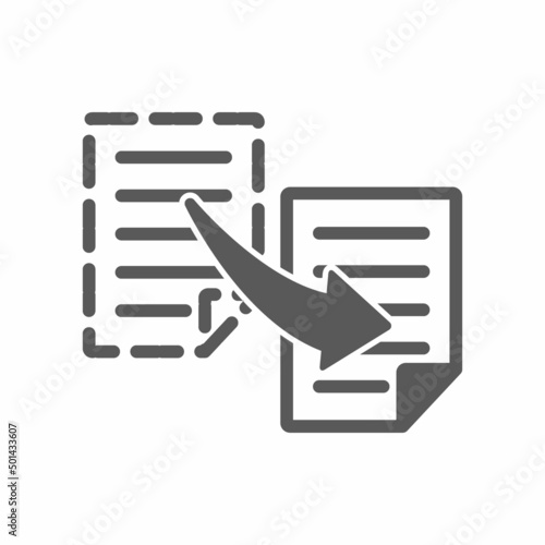 vector illustration of moving icons, shifting files, data, minimalist outline design.