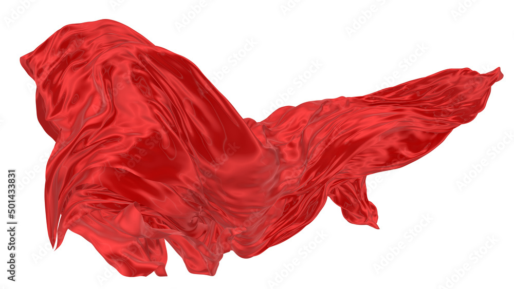 Beautiful flowing fabric of red wavy silk or satin. 3d rendering image. Beautiful flowing fabric of red wavy silk or satin. 3d rendering image.