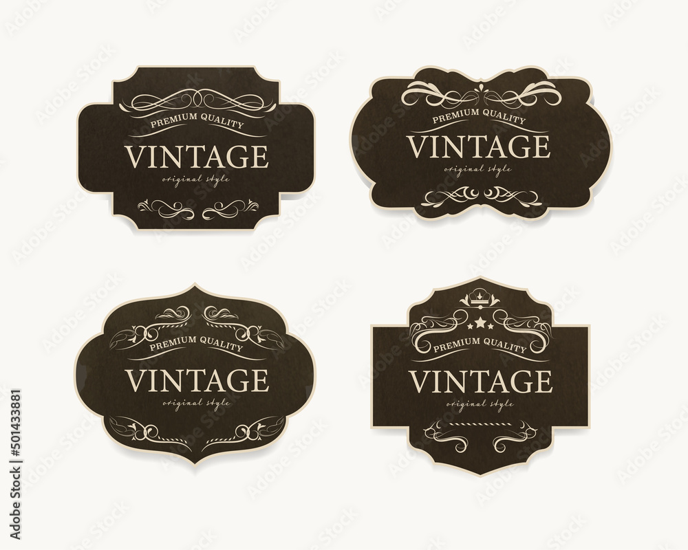 set of vintage label dark brown color old design, clipart vintage banner, classic style,luxury vintage,element vintage.
