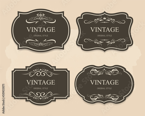 set of vintage label dark brown color old design, clipart vintage banner, classic style,luxury vintage,element vintage.