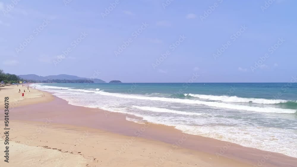 Aerial Drone shot of tropical sea Beautiful karon beach in phuket thailand Aerial Drone shot of tropical sea Beautiful karon beach in phuket thailand