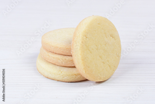 Mix of traditional round butter cookies