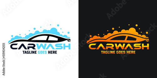 Car detailing washing bubble water clean service logo design icon vector background