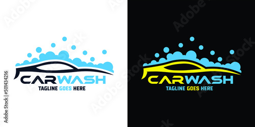 Car detailing washing bubble water clean service logo design icon vector background