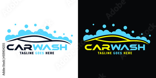 Car detailing washing bubble water clean service logo design icon vector background