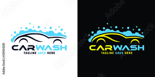 Car detailing washing bubble water clean service logo design icon vector background
