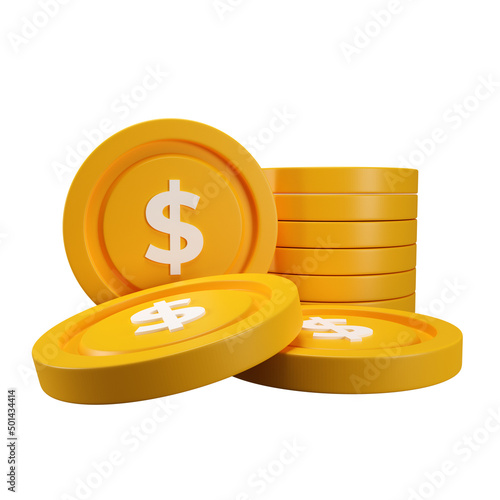 3D render stack of golden coin