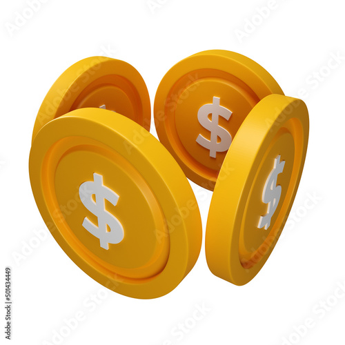 3D render golden coins