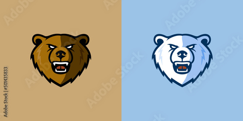 Brown & White Bear Heads for Sport Logo