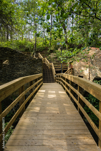 Wooden staircase in Stanislaus fountain park