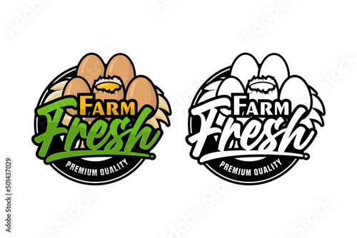 Farm fresh eggs premium quality design logo