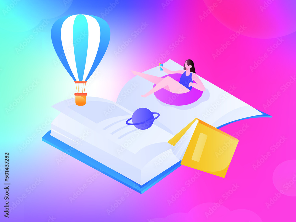 Fototapeta premium Reading leads to knowledge vector concept illustration 