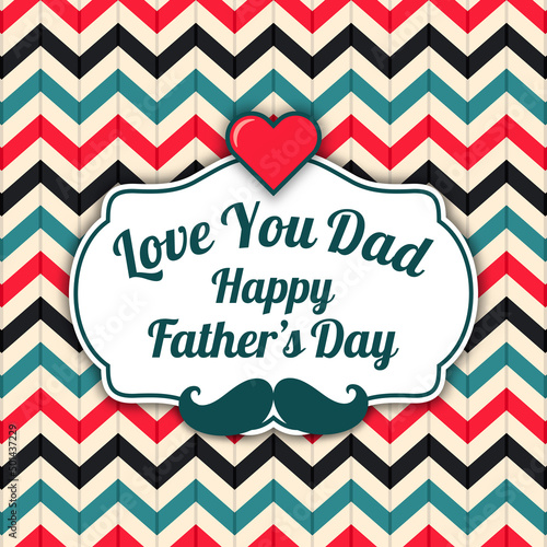 Happy fathers day card banner love you dad vintage style vector design background