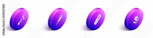 Set Isometric Poison on the arrow, Syringe, Thermometer and flower icon. Vector