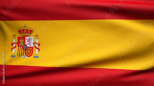 spain flag waving in the wind