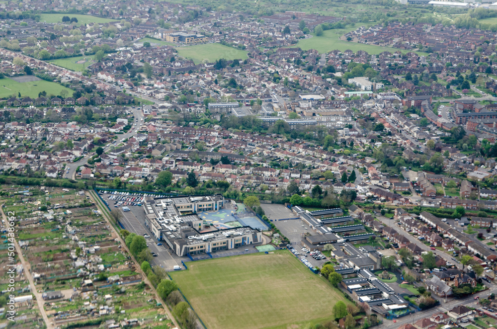 Aerial view of Marjory Kinnon School, Feltham, London