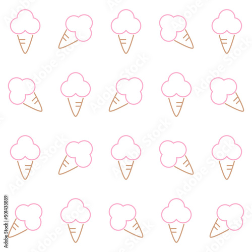 Lody - obrysy na białym tle. Lodowe rożki, desery, ikony w płaskim stylu. Wektorowa ilustracja.