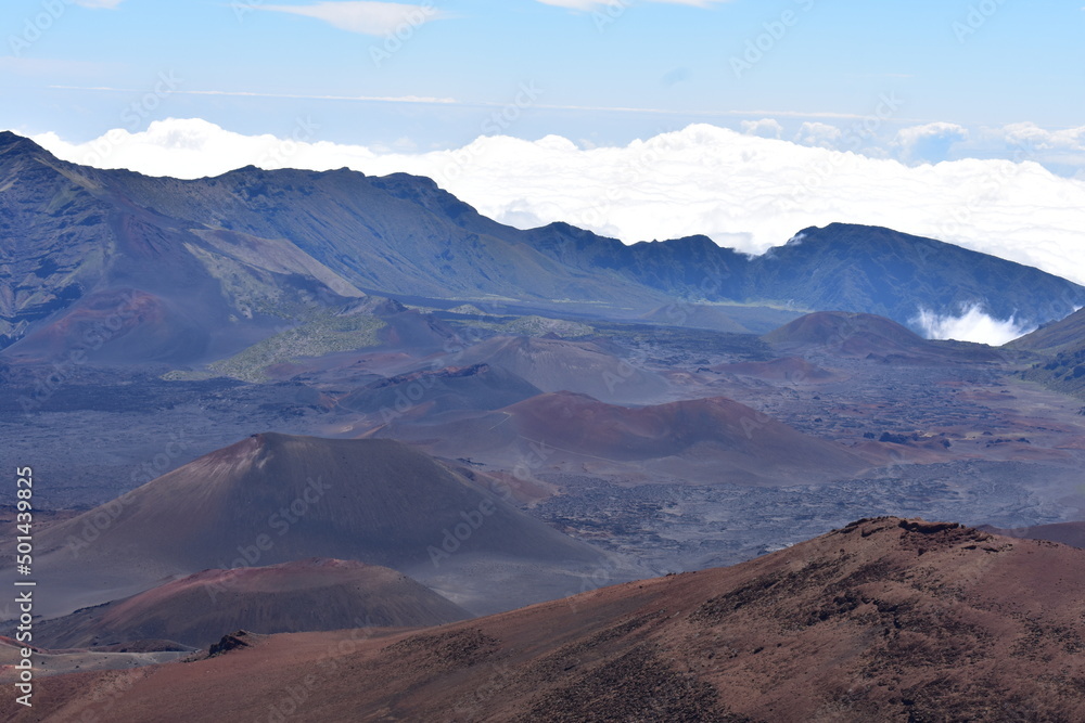 Fototapeta premium Maui Hawaii volcano landscape with clouds