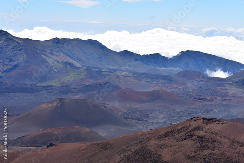 Maui Hawaii volcano landscape with clouds