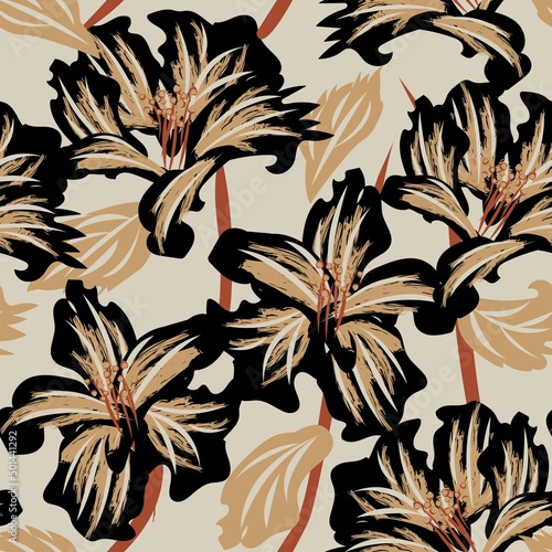 Floral Brush strokes Seamless Pattern Design
