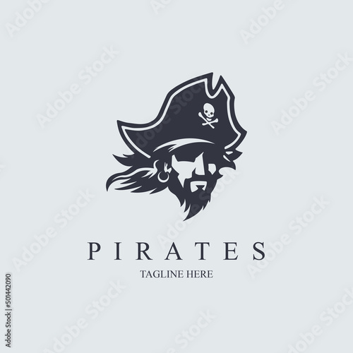 pirates head logo vintage design template vector for brand or company and other