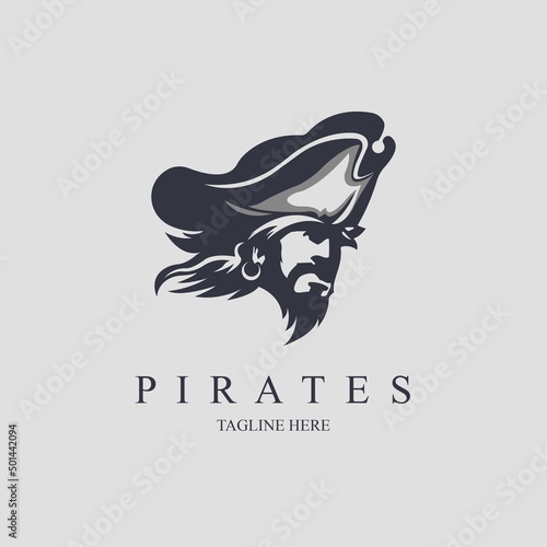 pirates head logo vintage design template vector for brand or company and other